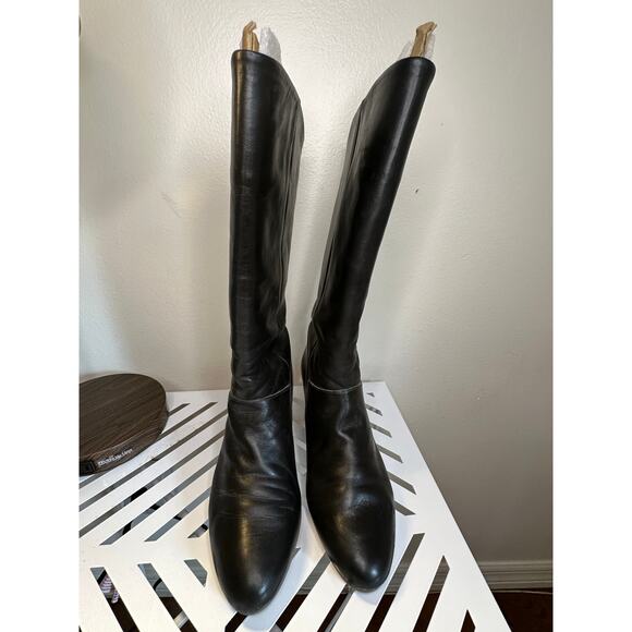 Markon - Knee High Black Leather Boots - Size 9 - Picture 1 of 7